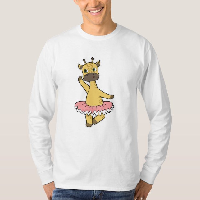 Giraffe as Ballerina at Ballet with Skirt T-Shirt (Front)