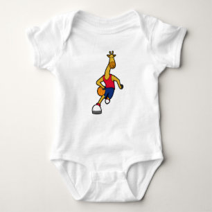 Giraffe as Basketball player with Basketball ball Baby Bodysuit