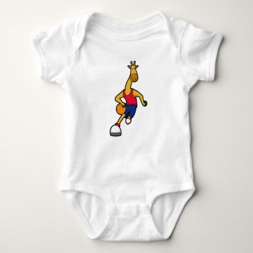 Giraffe as Basketball player with Basketball ball Baby Bodysuit