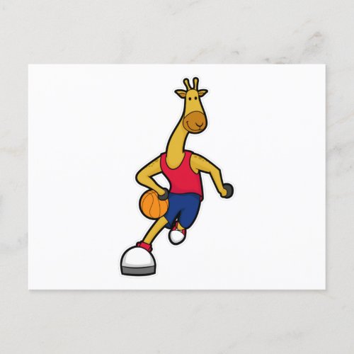 Giraffe as Basketball player with Basketball ball Postcard