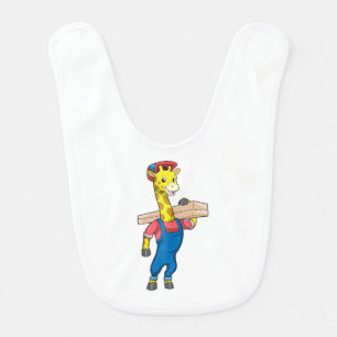 Giraffe as Carpenter with Wood Baby Bib