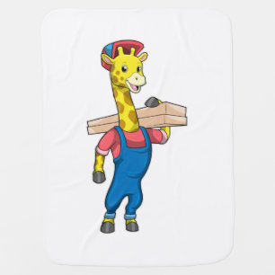 Giraffe as Carpenter with Wood Baby Blanket