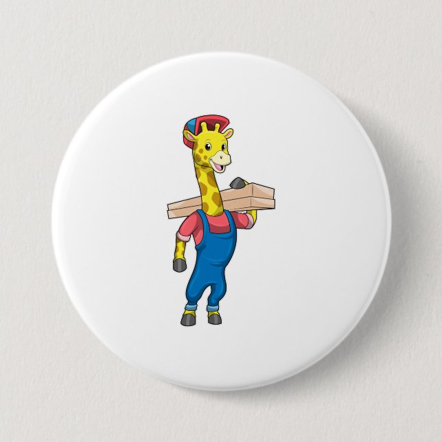 Giraffe as Carpenter with Wood Button (Front)