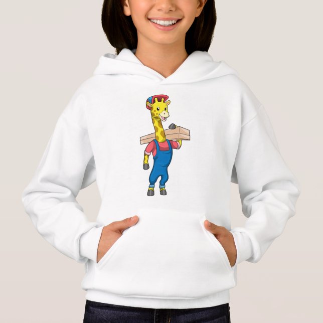 Giraffe as Carpenter with Wood Hoodie (Front)