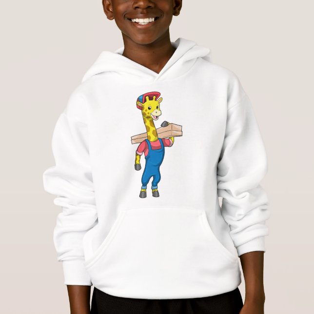 Giraffe as Carpenter with Wood Hoodie (Front)