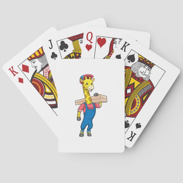Giraffe as Carpenter with Wood Poker Cards (Back)