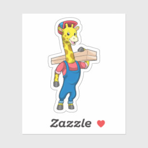 Giraffe as Carpenter with Wood Sticker