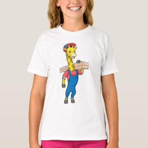 Giraffe as Carpenter with Wood T-Shirt