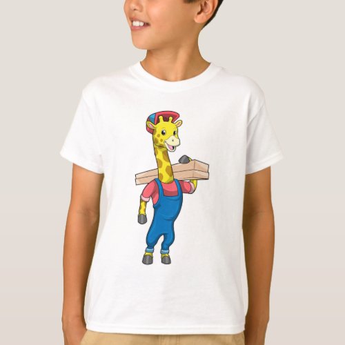 Giraffe as Carpenter with Wood T_Shirt