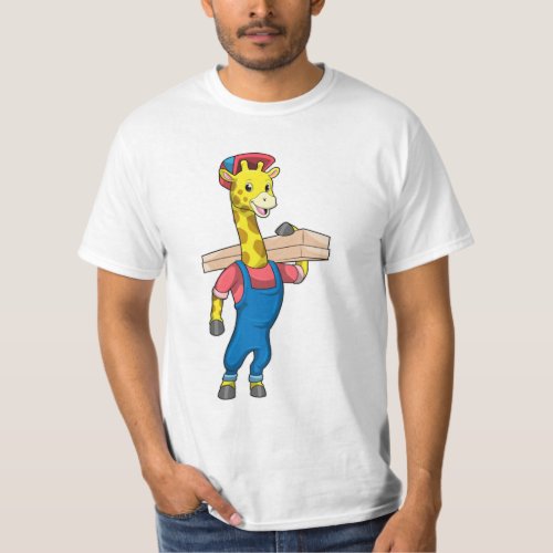 Giraffe as Carpenter with Wood T_Shirt