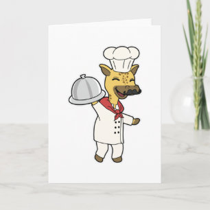 Giraffe as Chef with Cooking apron & Platter Card
