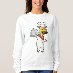 Giraffe as Chef with Cooking apron & Platter Sweatshirt