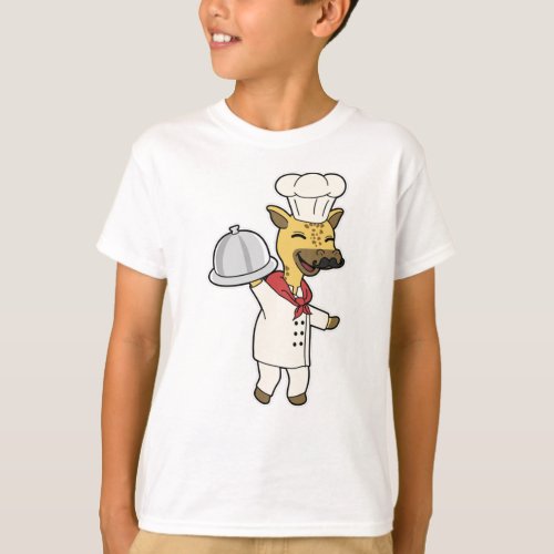 Giraffe as Chef with Cooking apron  Platter T_Shirt