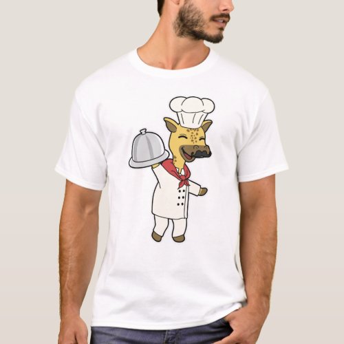 Giraffe as Chef with Cooking apron  Platter T_Shirt