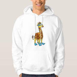 Giraffe as Diver with Swimming goggles & Flippers Hoodie
