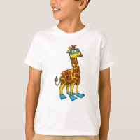 Giraffe as Diver with Swimming goggles & Flippers