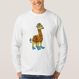 Giraffe as Diver with Swimming goggles & Flippers T-Shirt