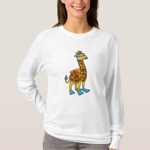 Giraffe as Diver with Swimming goggles & Flippers T-Shirt
