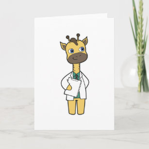 Giraffe as Doctor with Notepad Card