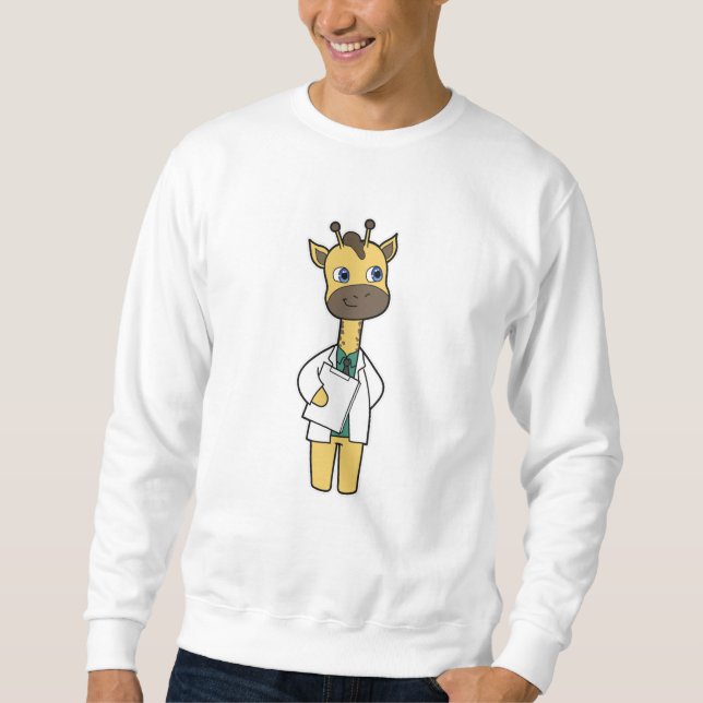 Giraffe as Doctor with Notepad Sweatshirt (Front)