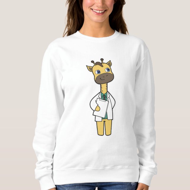 Giraffe as Doctor with Notepad Sweatshirt (Front)