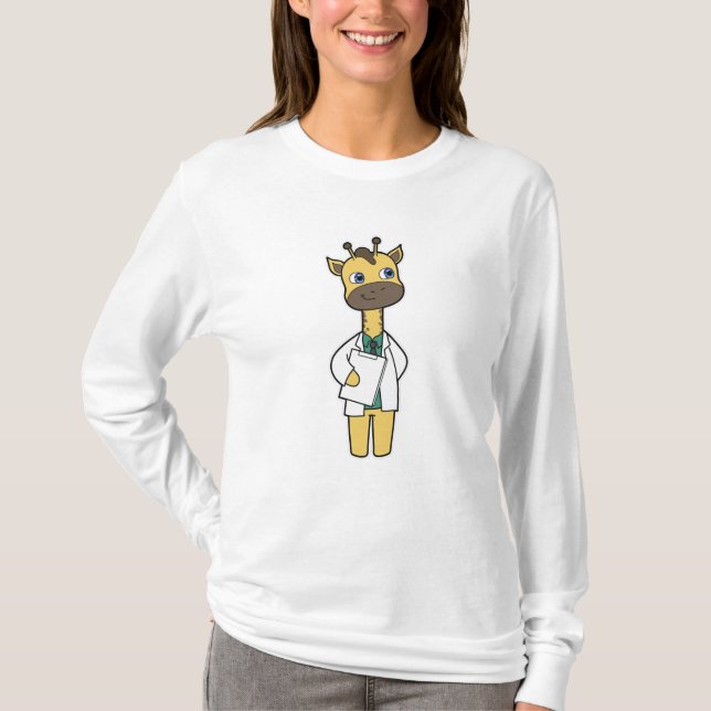 Giraffe as Doctor with Notepad T-Shirt (Front)