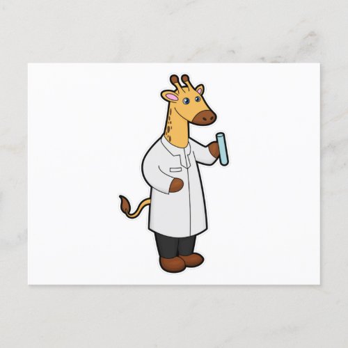 Giraffe as Doctor with Test tube Postcard