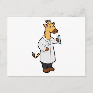 Giraffe as Doctor with Test tube Postcard