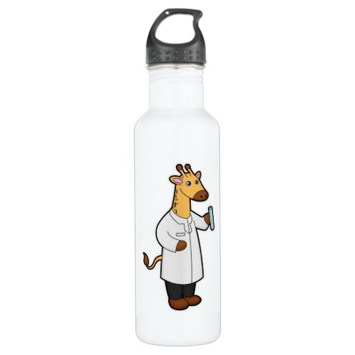 Giraffe as Doctor with Test tube Stainless Steel Water Bottle