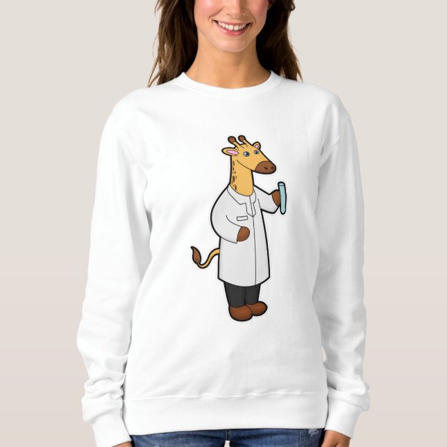 Giraffe as Doctor with Test tube Sweatshirt (Front)
