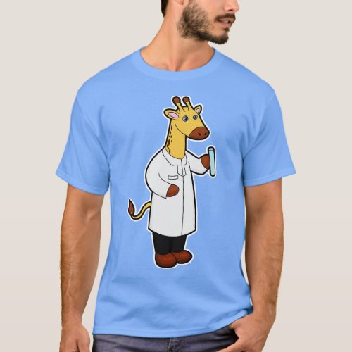 Giraffe as Doctor with Test tube T_Shirt