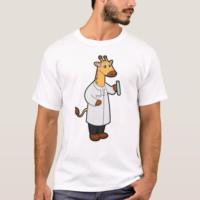 Giraffe as Doctor with Test tube T-Shirt (Front)