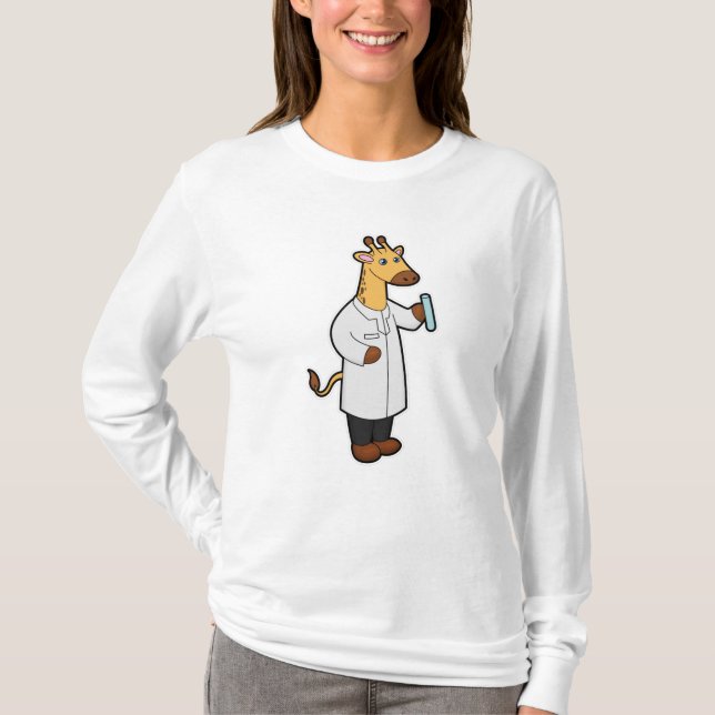 Giraffe as Doctor with Test tube T-Shirt (Front)