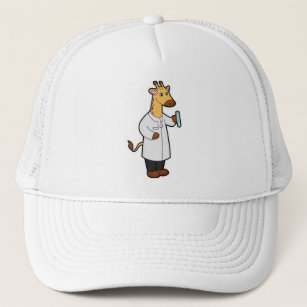 Giraffe as Doctor with Test tube Trucker Hat