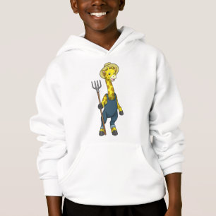 Giraffe as Farmer with Pitchfork Hoodie
