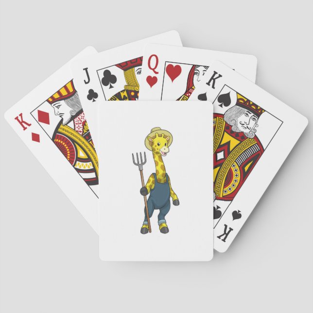 Giraffe as Farmer with Pitchfork Poker Cards (Back)