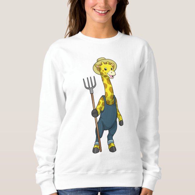Giraffe as Farmer with Pitchfork Sweatshirt (Front)