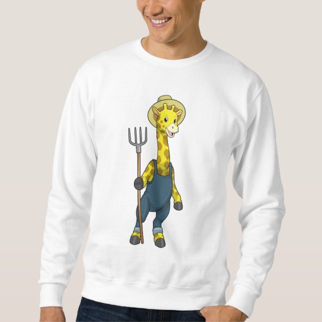 Giraffe as Farmer with Pitchfork Sweatshirt (Front)