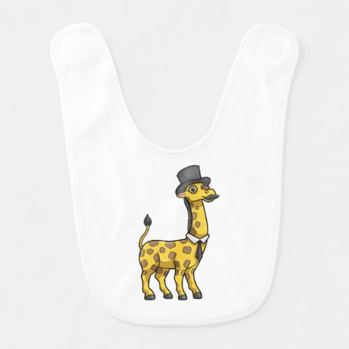 Giraffe as Gentleman with Hat Tie and Mustache Baby Bib