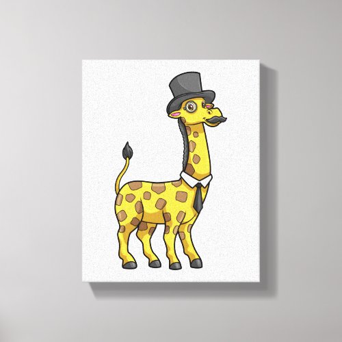 Giraffe as Gentleman with Hat Tie and Mustache Canvas Print