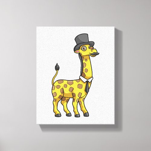 Giraffe as Gentleman with Hat Tie and Mustache Canvas Print