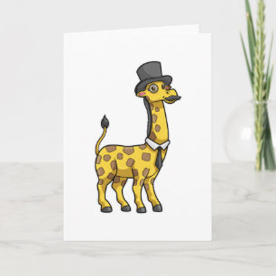 Giraffe as Gentleman with Hat, Tie and Mustache Card