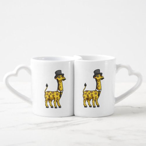 Giraffe as Gentleman with Hat Tie and Mustache Coffee Mug Set