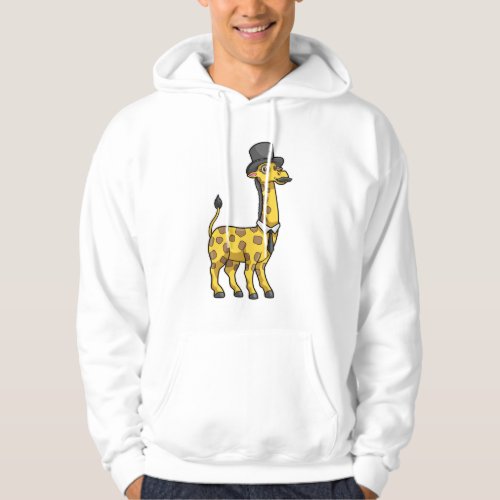 Giraffe as Gentleman with Hat Tie and Mustache Hoodie