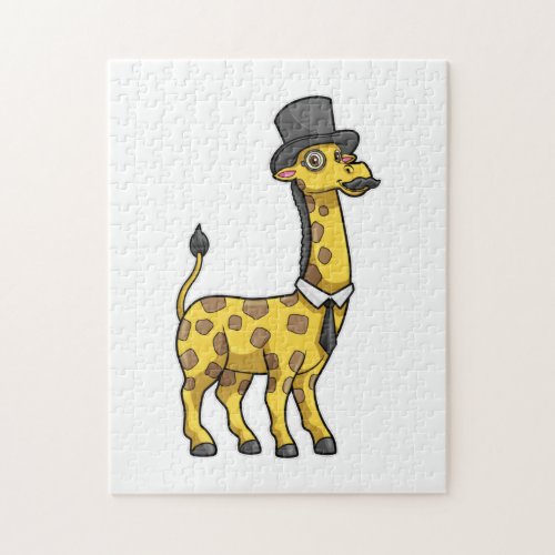 Giraffe as Gentleman with Hat Tie and Mustache Jigsaw Puzzle