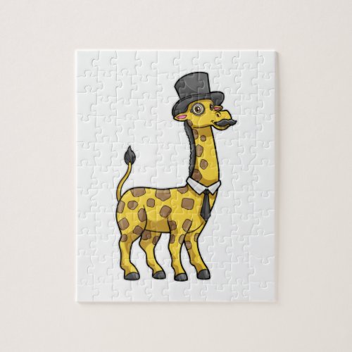 Giraffe as Gentleman with Hat Tie and Mustache Jigsaw Puzzle