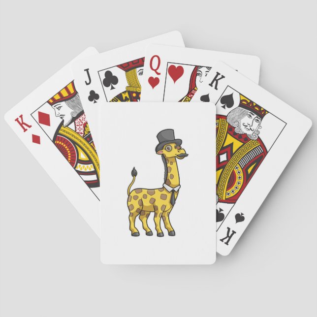 Giraffe as Gentleman with Hat, Tie and Mustache Poker Cards (Back)