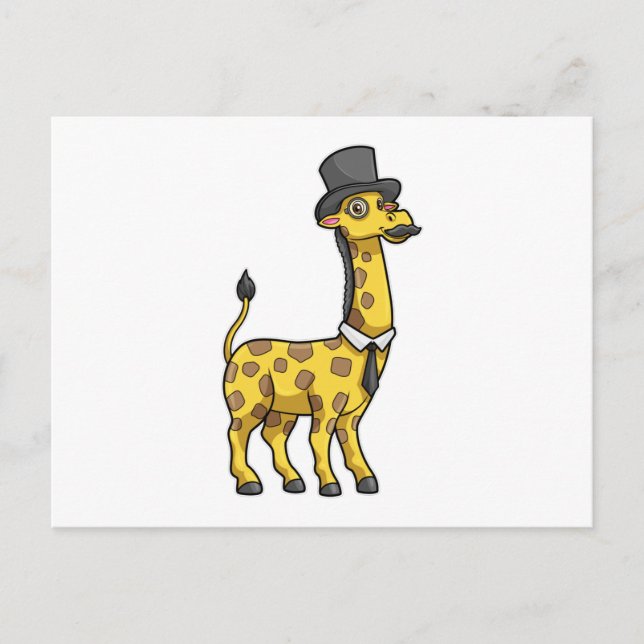 Giraffe as Gentleman with Hat, Tie and Mustache Postcard (Front)