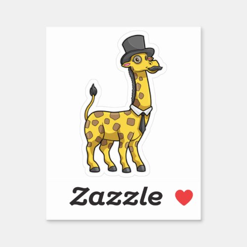 Giraffe as Gentleman with Hat Tie and Mustache Sticker
