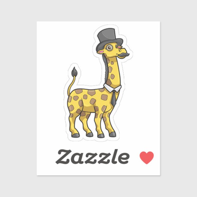Giraffe as Gentleman with Hat, Tie and Mustache Sticker (Sheet)